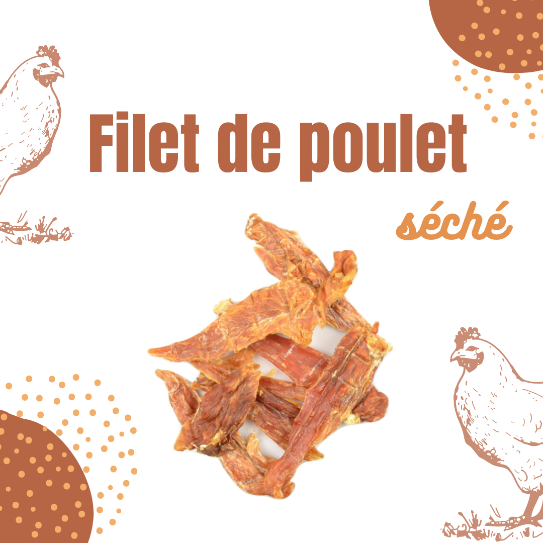 Friandise Chien - Filet De Poulet Séché Dur 15cm - 500g - Nettoie Les Dents, Riche En Protéines, Facile à Digérer